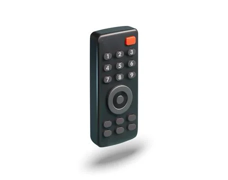 Black TV Remote Control with Numeric and Navigation Buttons 3d icon Illustrazione stock