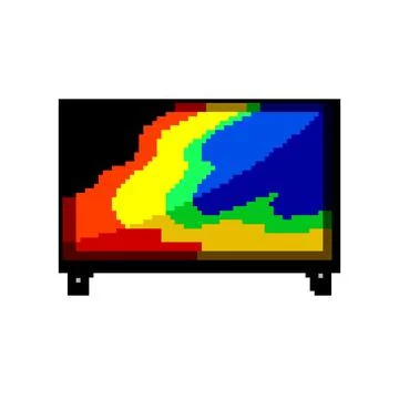 Black tv screen game pixel art vector illustration Stock Illustration