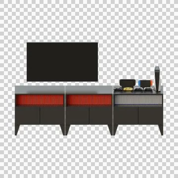 Black TV Table Top Front View 3D Rendering Illustration Stock Illustration