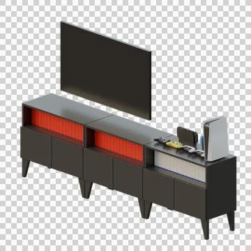 Black TV Table Top Right View 3D Rendering Illustration Stock Illustration