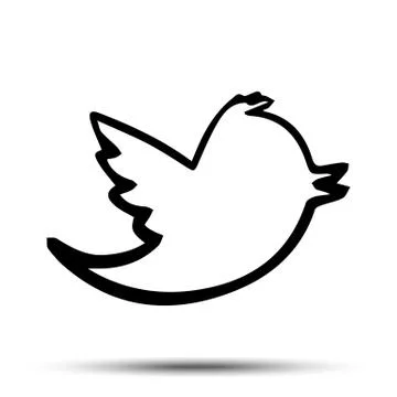 Black Tweet Bird Vector Logo EPS.Twitter Icon Button.Flat Social Media Twiter Stock Illustration