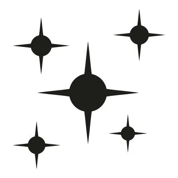 Black twinkle glitter icon set, simple vector Stock Illustration
