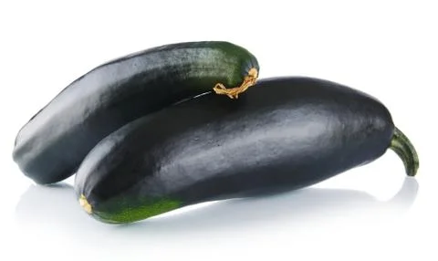 Black two courgettes on white background Foto stock
