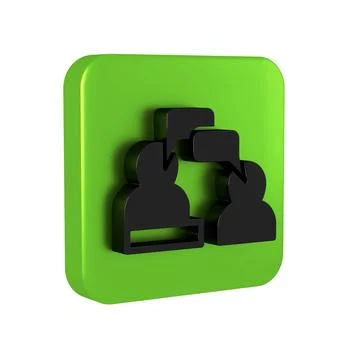 Black Two sitting men talking icon isolated on transparent background. Spee.. Stock Illustration