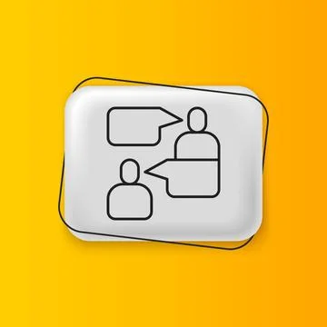 Black Two sitting men talking icon isolated on yellow background. Speech bu.. Stock Illustration