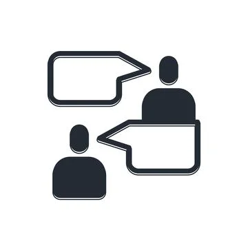 Black Two sitting men talking icon isolated on white background. Speech bub.. Stock Illustration