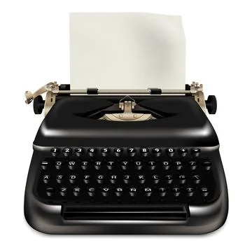 Black typewriter icon, realistic style Stock Illustration