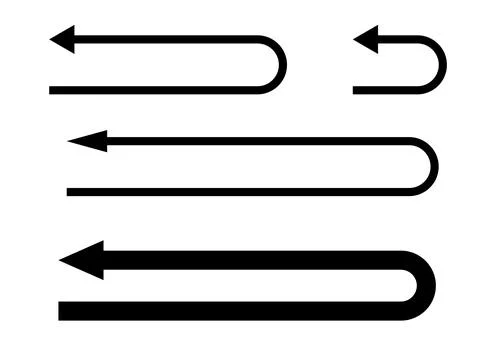 Black U-turning arrow set. Stock Illustration