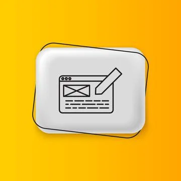 Black UI or UX design icon isolated on yellow background. Silver rectangle .. 스톡 일러스트