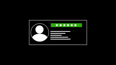 Black UI panel with green five star rating. Digital UI panel for customer f.. Stock Footage 337368999
