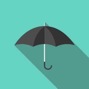 Black umbrella, flat style Illustrazione stock