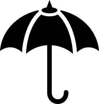 Black umbrella icon with handle Illustration