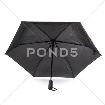 Black umbrella isolated over the white background Stock Photos