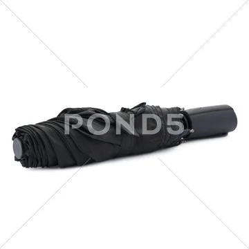 Black umbrella isolated over the white background Stock Photos