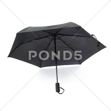 Black umbrella isolated over the white background Stock Photos