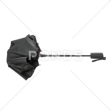 Black umbrella isolated over the white background Stock Photos