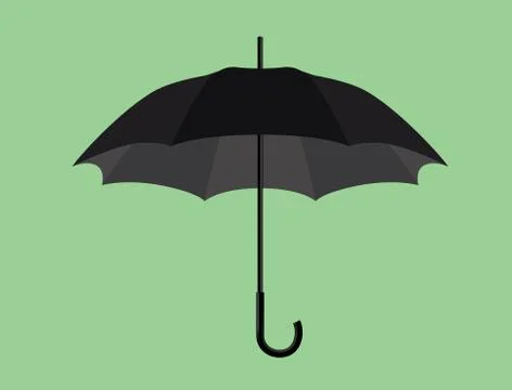 Black umbrella object isolated with green background Stock Illustration
