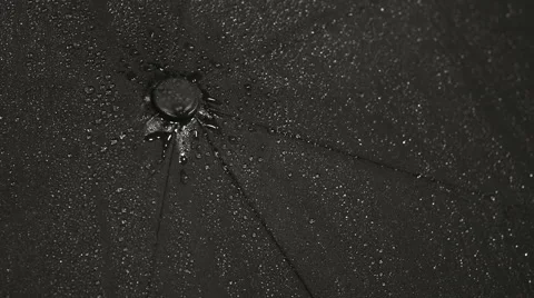 Black umbrella in the rain Stock Footage 55862890
