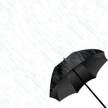 Black umbrella in the rain Stock Illustration