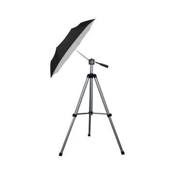 Black umbrella reflector for speed light. Stock Illustration