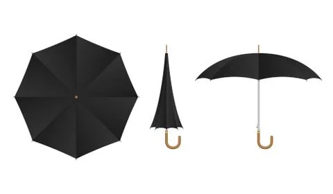 Black umbrella set vector illustration isolated Stock Illustration