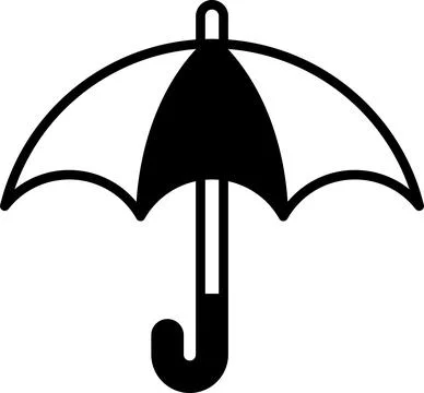 A black umbrella with a white handle Illustration