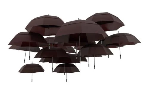 Black umbrellas flying Stock Illustration