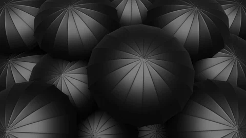 Black umbrellas seamless looping UHD 3D animation Stockbeeldmateriaal 109139955