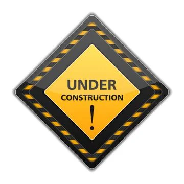 Black under construction sign Illustrazione stock