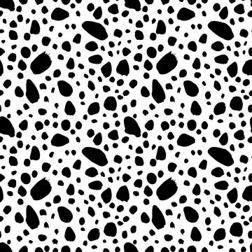 Black uneven specks, spots, blobs seamless pattern Stock Illustration