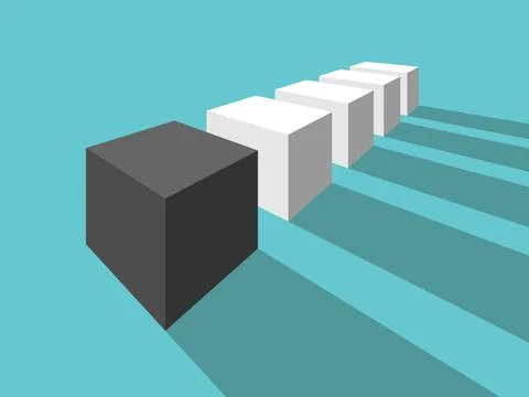 Black unique cube, perspective Stock Illustration