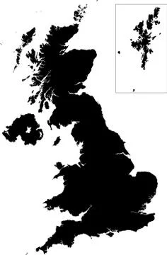 Black United Kingdom map Stock Illustration