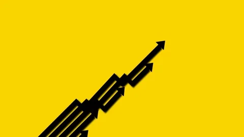 Black Upward Arrow Growth Animation on Bright Yellow Background Stock Footage 346470588