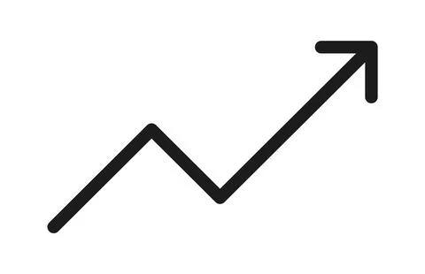Black Upward Growth Arrow Flat Icon Isolated on White Background 스톡 일러스트