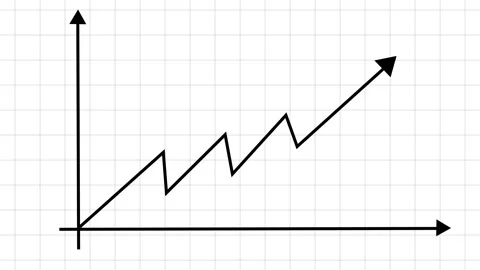Black upward trending graph line over white grid layout. Financial success .. Stock Footage 340528639