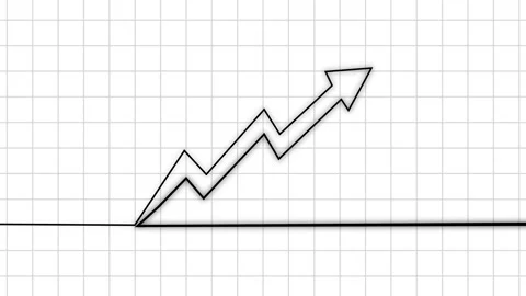 Black upward trending graph line with soft shadow overlay. Business growth .. Stock Footage 340528675