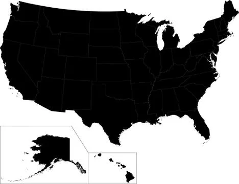 Black usa map Stock Illustration