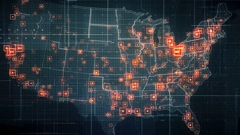 Black USA Map with Lines Rollback Camera Video stock 73920596
