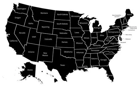 Black USA map vector Stock Illustration