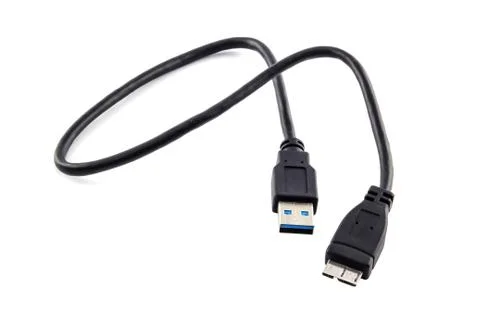 Black usb 3.0 cable isolated Stock Photos