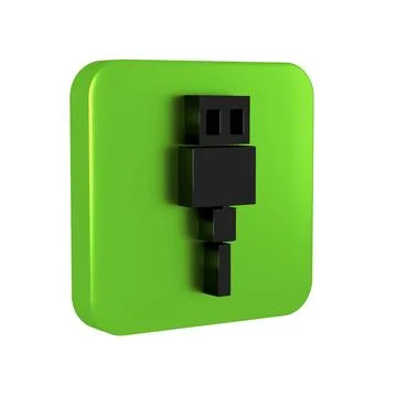 Black USB cable cord icon isolated on transparent background. Connectors an.. Stock Illustration