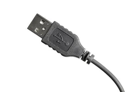 Black USB cable isolated on white background Stock Photos