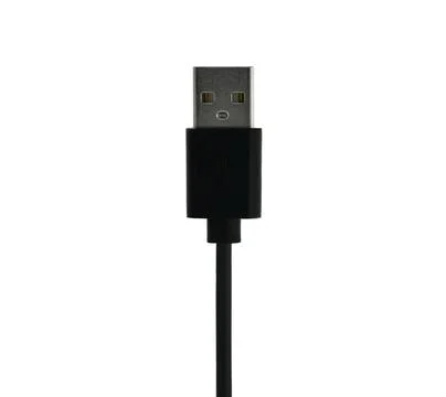 A black USB cable with a white background Stock Photos