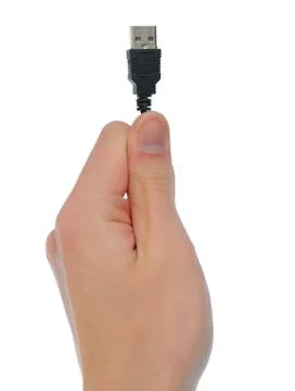 Black usb computer cable cords isolated on white background Stock Photos