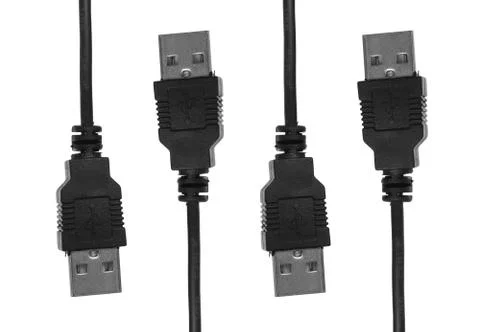 Black usb computer cable cords isolated on white background Stock Photos