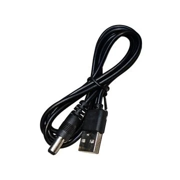 Black USB to DC Barrel Jack Power Cable 스톡 사진