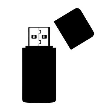 Black usb flash drive with cap removed 스톡 일러스트