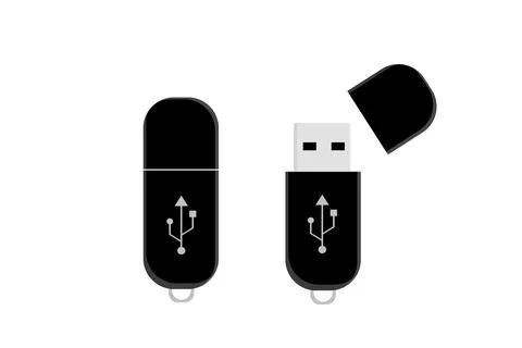 A black usb flash drive electronics memory vector Stock Illustration