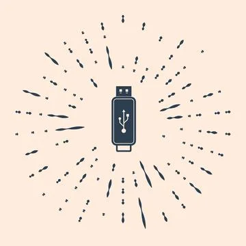Black USB flash drive icon isolated on beige background. Abstract circle random Stock Illustration