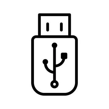 Black USB flash drive symbol isolated on white background for design use Stock Illustration